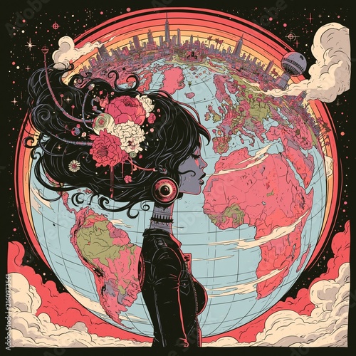 地球、地球儀。地図。