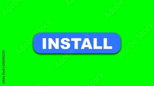 Blue Install Button Animation on Green Screen Chroma Key Overlay