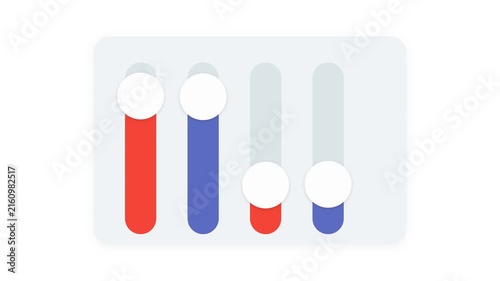 Minimalist UI Slider Animation with Blue and Orange Vertical Faders Motion Graphics Loop