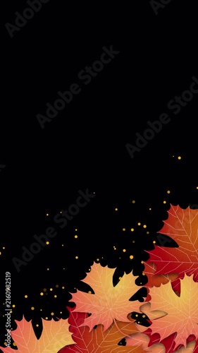 Vertical motion autumn maple leaves on transparent background, alpha channel