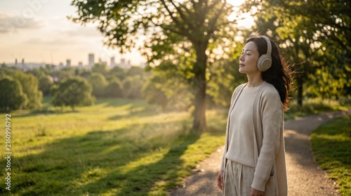 woman with headphones