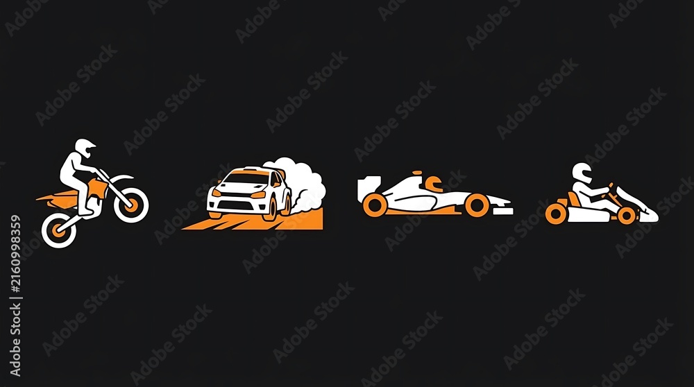 Fototapeta premium Motorsport icons for racing and competition.