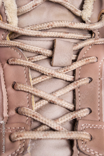Boot laces closeup