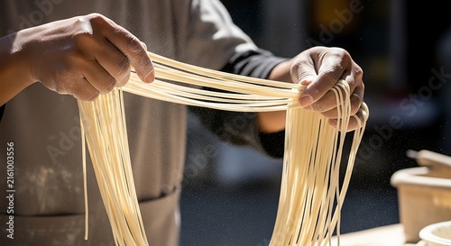 person holding cooked noodles.