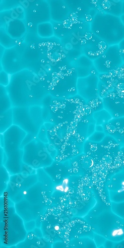 Turquoise waters shimmer with a multitude of delicate bubbles, underwater, aquatic