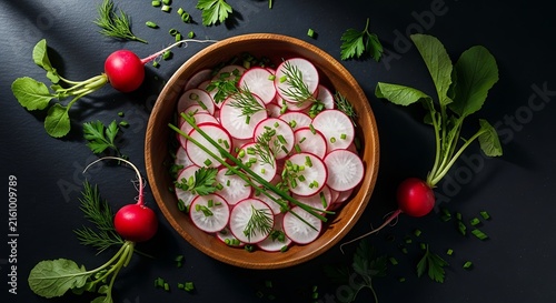 Radish salad in a bowl.