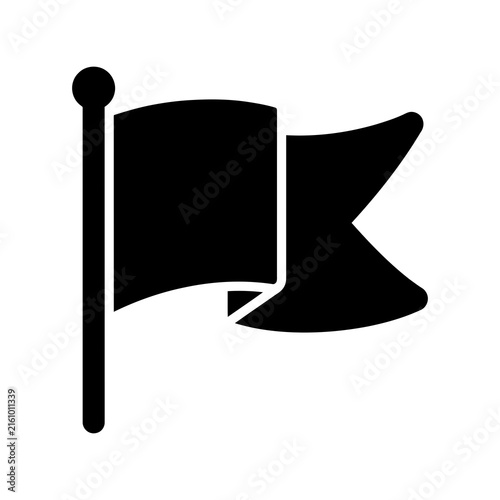 Obraz na plátne Simple black flag icon representing a goal achievement or a location marker on a