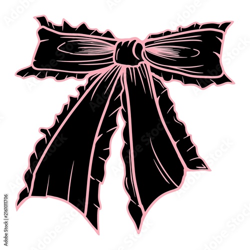 black pink gothic Halloween ribbon bow