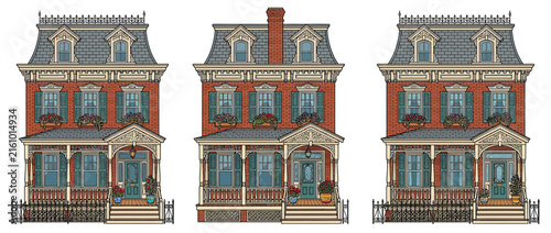 Victorian House Illustration Isolated on White