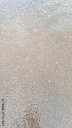 фотографія Thin layer of water receding over wet beach sand