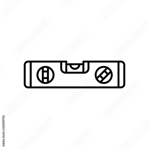 Simple line icon representing a bubble level tool used for alignment in construction.