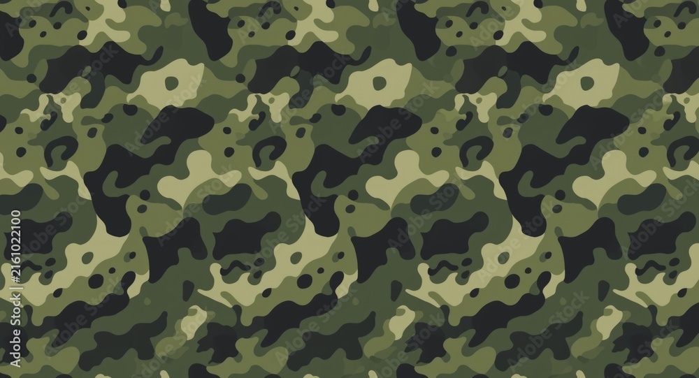 Fototapeta premium Green Camouflage Pattern Background in Various Shades of Olive and Dark Green