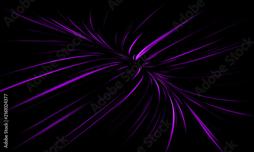 Bild auf Leinwand Abstract purple diagonal vortex hyperspace warp speed curved light rays streaks
