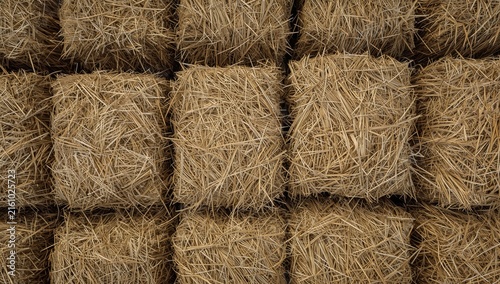 Stacked Hay Bales in a Farm Storage with Natural Texture
