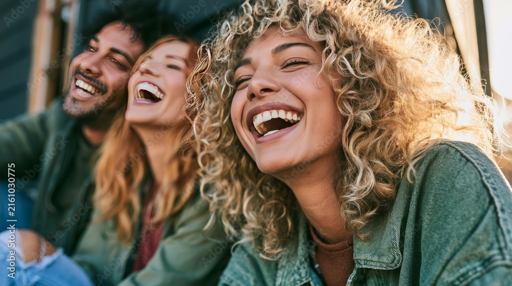Fototapeta premium Happy diverse friends together