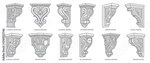 Принти на полотні Architectural Corbel Bracket Set Classical to Victorian Styles
