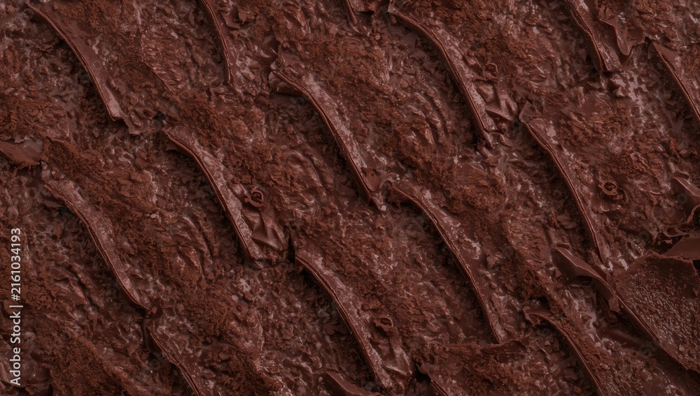 Fototapeta premium Rich Chocolate Frosting Texture Spread with Decorative Waves