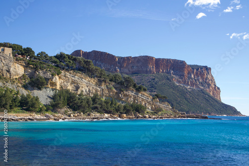Canvastavla Vue depuis Cassis sur le Cap Canaille (Falaises de Cassis)