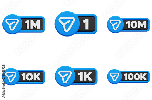 Share Notification 3D Icon Pack Isolated On The White Background