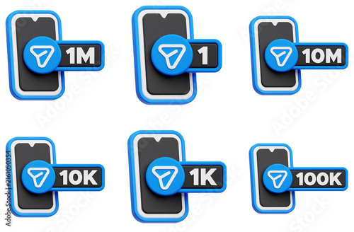 Share Notification 3D Icon Pack Isolated On The White Background
