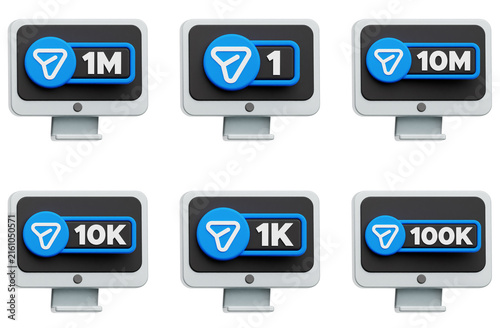 Share Notification 3D Icon Pack Isolated On The White Background
