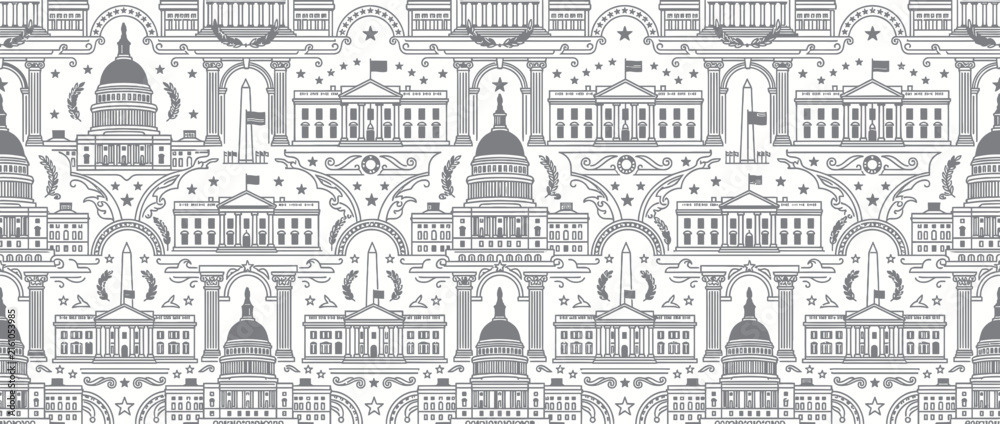 Fototapeta premium US Capitol Building and White House Pattern