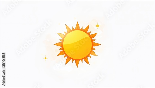 Bright Cartoon Sun Illustration with Rays on White Background