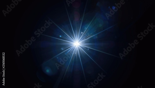 Bright Starburst Effect with Light Rays Against a Dark Background