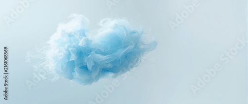 Soft Blue Cotton Cloud Isolated on Light Background