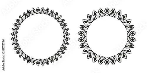 Set of Radial Geometric Circle Patterns as Template for Decorative Round Frames. Elements for Design. 