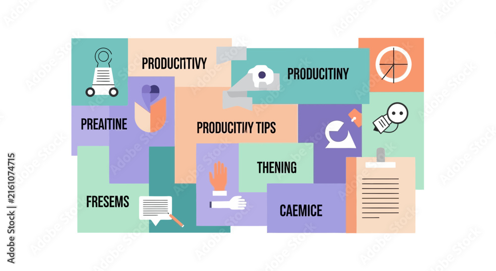 Fototapeta premium Productivity Tips Collage