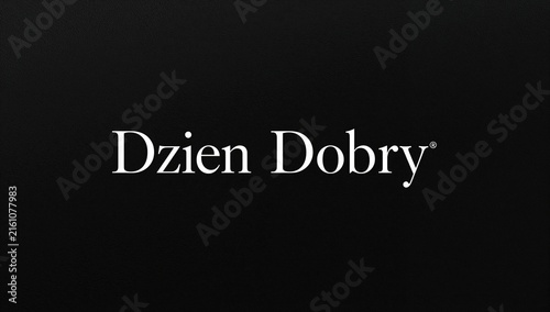 Elegant Dzien Dobry Logo on Black Background - Minimalist Design, High Contrast