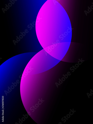 Abstract Neon Magenta and Violet Overlapping Circles Design Vector