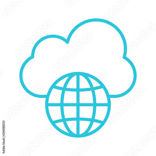 Cloud. Network. Isolated on white background. Blue icon