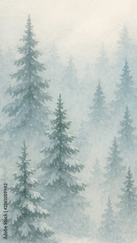 Fototapeta premium Serene snowy forest scene mobile wallpaper