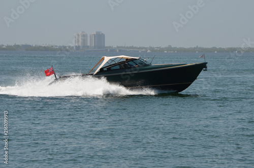 Sleek Black Upscale Motor Boat