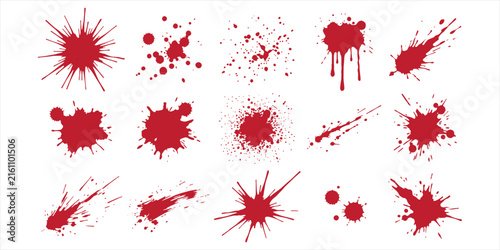 Red Blood Splatter Collection with Drips, Spray, Splash. creative art