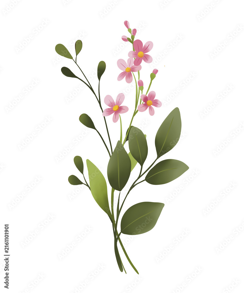 Fototapeta premium Flowers watercolor, floral botanical illustration, clipart. Bouquet perfectly for sublimation and printing design on invitations, cards, posters and other. Hand drawing.