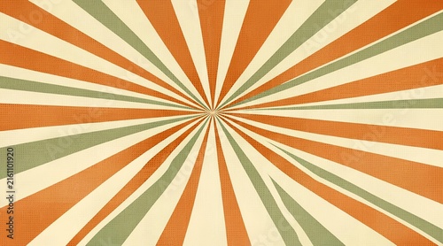 Retro Vintage Style Sunburst Background with Alternating Earth Tones and Radiant Radial Lines