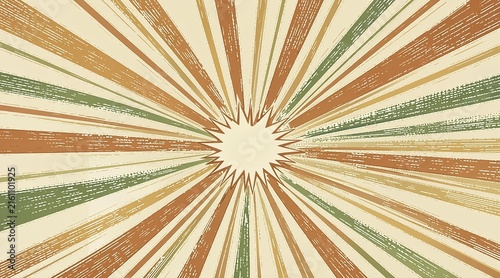 Vintage retro sunburst background with textured radial lines
