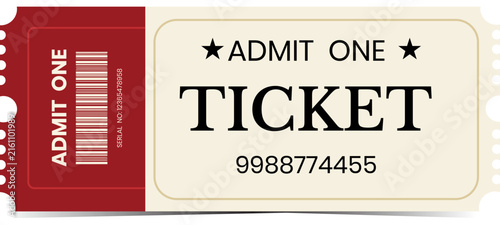 Vintage Admit One Ticket, Retro Admission Stub Design Template