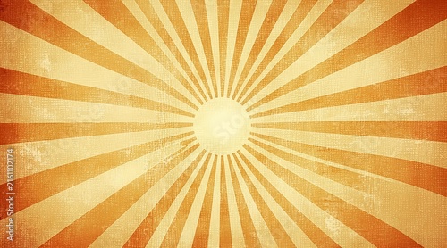 Dynamic Retro Sunburst Rays Background with Grungy Vintage Texture and Warm Tones