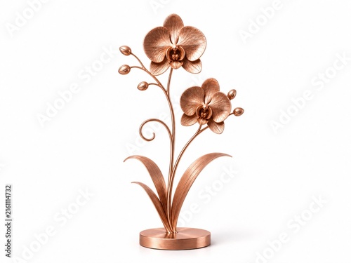 Minimal rose gold vertical orchid branch