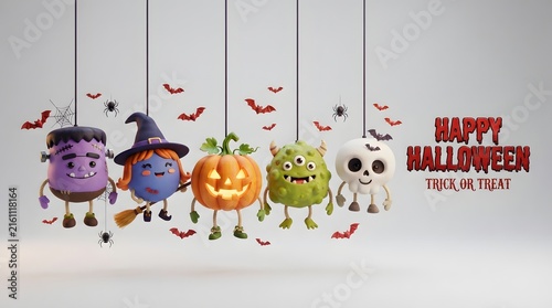 This captivating halloween background showcases a delightful array of spooky characters including friendly ghosts a classic jack o' lantern and whimsical monsters creating a festive