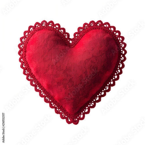 Beautiful Red Velvet Heart with Decorative Lace Edge