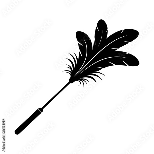 Принти на полотні Feather duster icon in black silhouette design for cleaning services and househo