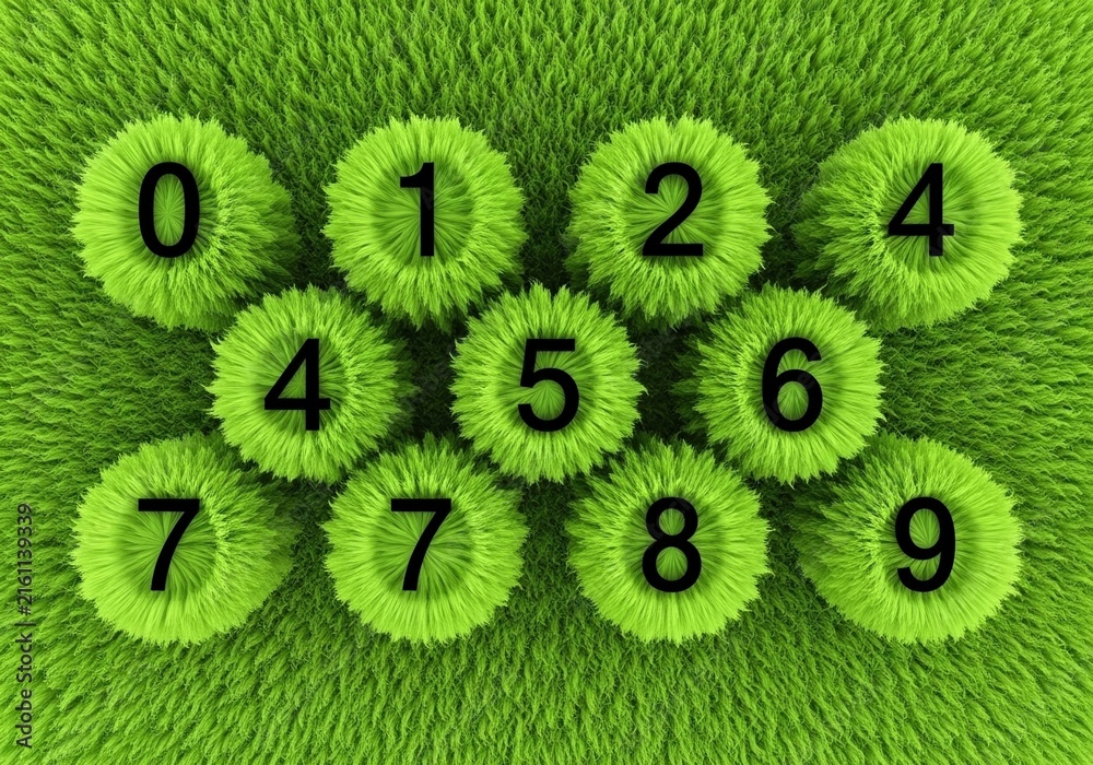 Number pad with green grass texture background