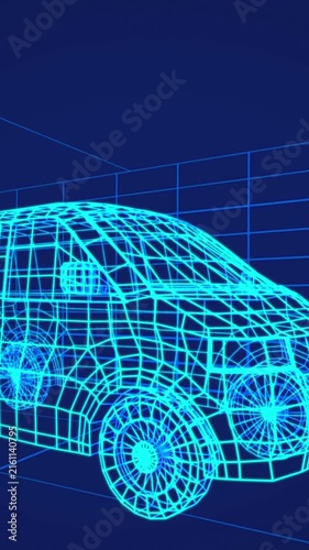3d technical drawing of car 4k