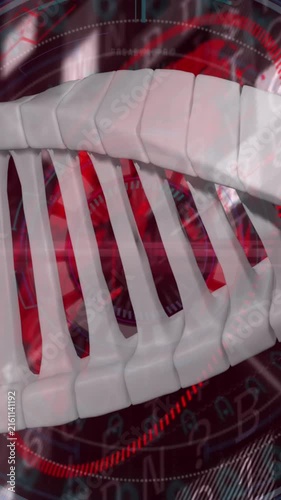 Animation of scope scanning, scientific data processing and dna strand spinning