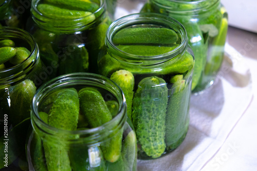 Homemade Pickled Cucumbers in Glass Jars